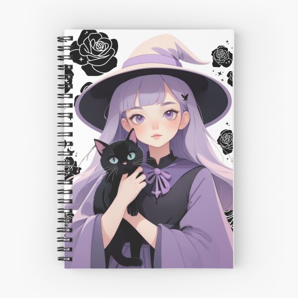 Item preview, Cute Anime Witch Girl with Black Cat Pastel Goth Art designed and sold by Soluna Studio.