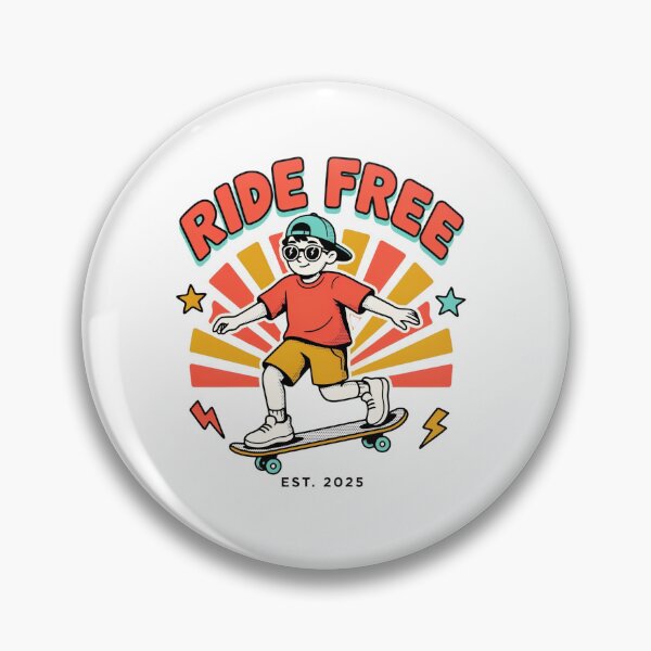 Item preview, Ride Free Retro Skater Boy Sticker - Vintage 90s Skateboard Art Tee designed and sold by Expats Studio.