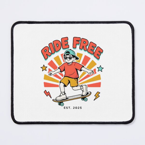 Item preview, Ride Free Retro Skater Boy Sticker - Vintage 90s Skateboard Art Tee designed and sold by Expats Studio.