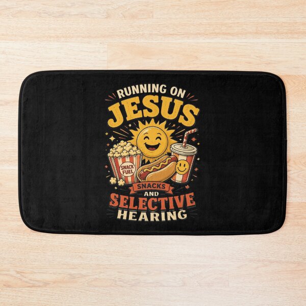 Item preview, Running on Jesus Snacks & Selective Hearing Funny Christian designed and sold by OlakunleOloroz.