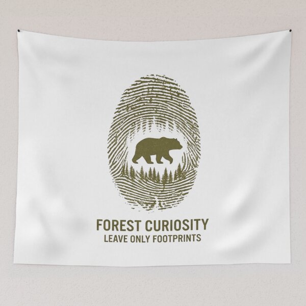 Item preview, Forest Curiosity Bear Fingerprint Retro Silhouette - Leave Only Footprints designed and sold by Gabe1983.