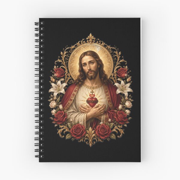 Item preview, Sacred Jesus Heart Floral Catholic Devotional Icon Art Faith designed and sold by OlakunleOloroz.