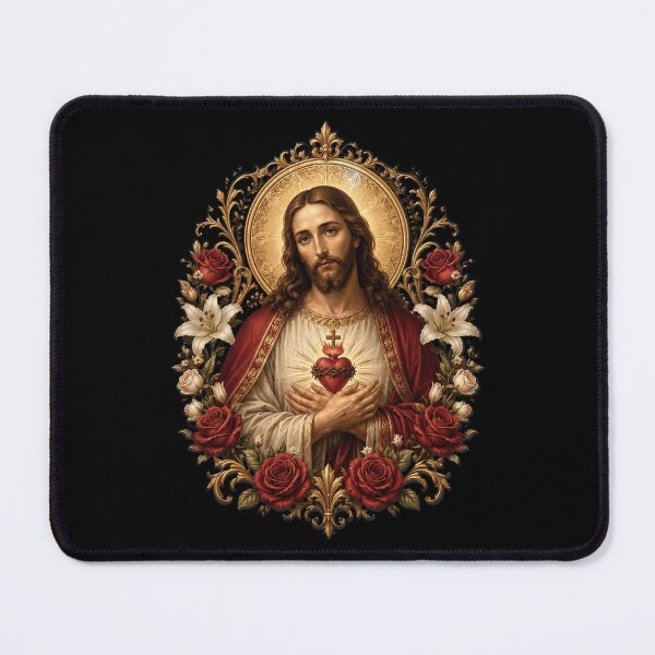 Item preview, Sacred Jesus Heart Floral Catholic Devotional Icon Art Faith designed and sold by OlakunleOloroz.