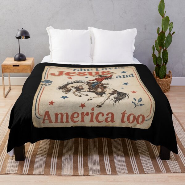 Item preview, She Loves Jesus & America Too Christian 4th of July Cowgirl Vintage designed and sold by gre-good-sweet.