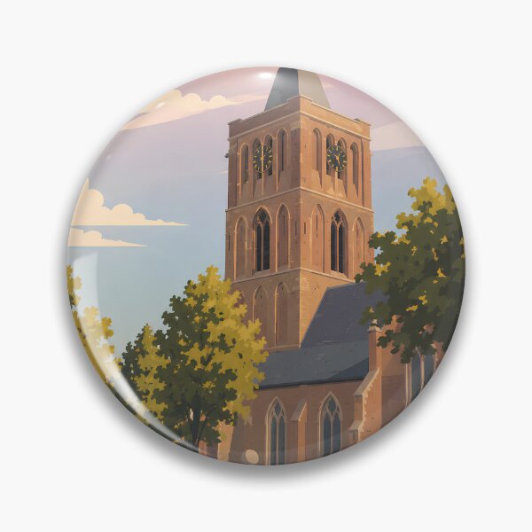 Item preview, Oude Jeroenstoren Vintage Travel Poster | Noordwijk, Netherlands Historic Church Wall Art designed and sold by EM DESIGN STUDIO.