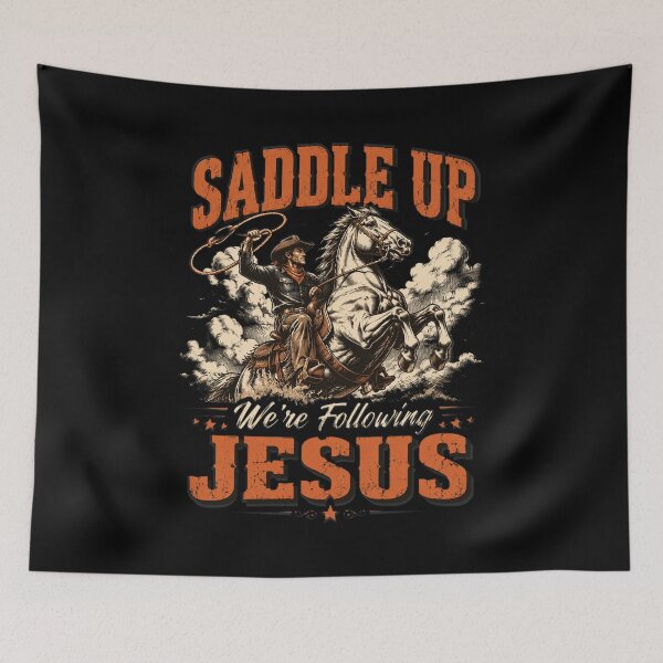 Item preview, Saddle Up were Following Jesus Cowboy Christian Horse Faith designed and sold by OlakunleOloroz.