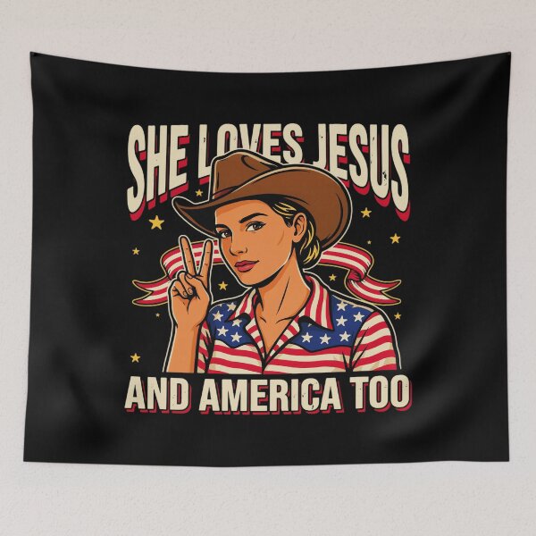 Item preview, She Loves Jesus and America Too 4th July Independence Day designed and sold by OlakunleOloroz.
