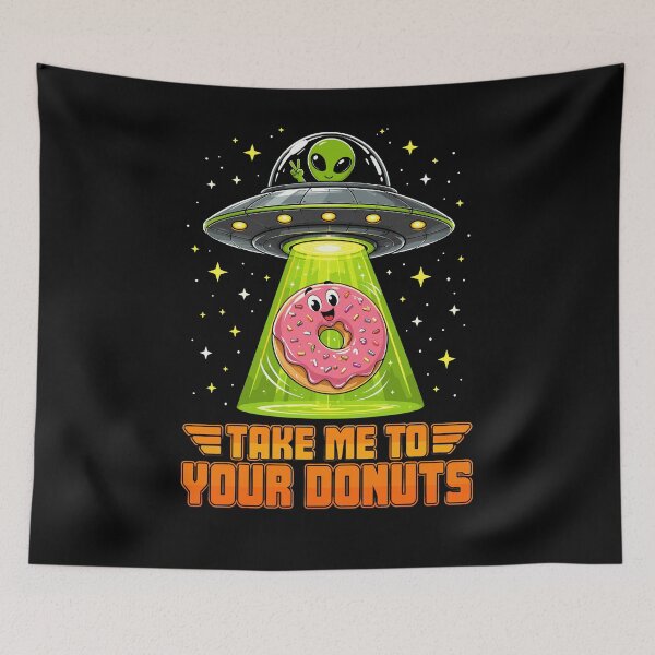 Item preview, Take Me to Your Donuts Funny Alien UFO Food Pun designed and sold by JasKei-Designs.