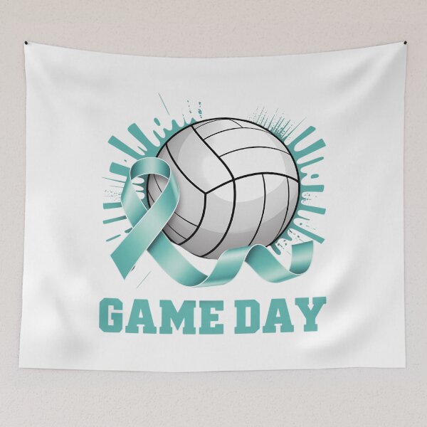 Item preview, Game Day Cervical Cancer Awareness Ribbon Teal Volleyball designed and sold by SapfireStuArt.