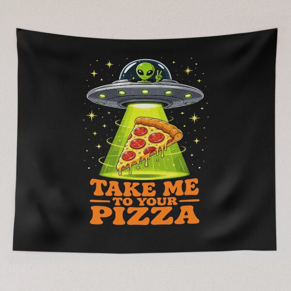 Item preview, Take Me to Your Pizza Funny Alien UFO Food Pun designed and sold by JasKei-Designs.