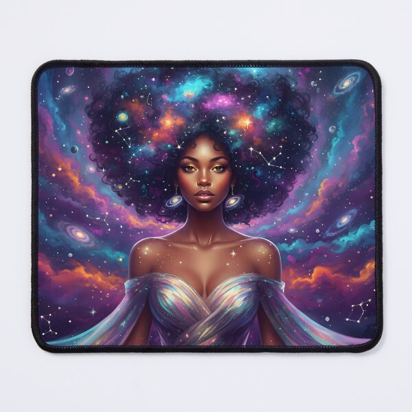 Item preview, Celestial Goddess with Cosmic Galaxy Hair designed and sold by ArtFrameStudio.