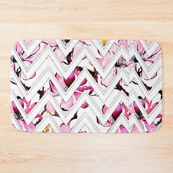 Item preview, Pink Watercolor Floral Chevron Zigzag Seamless Botanical Pattern designed and sold by DERA RAY.