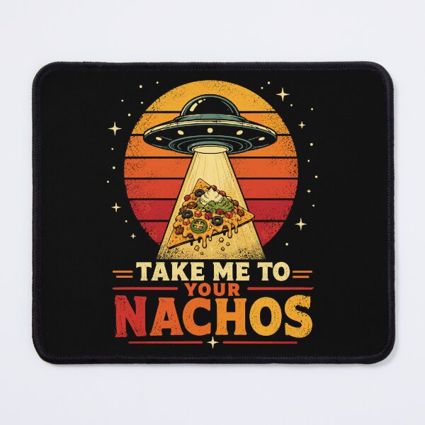 Item preview, Take Me to Your Nachos Retro Alien UFO Food Pun designed and sold by JasKei-Designs.