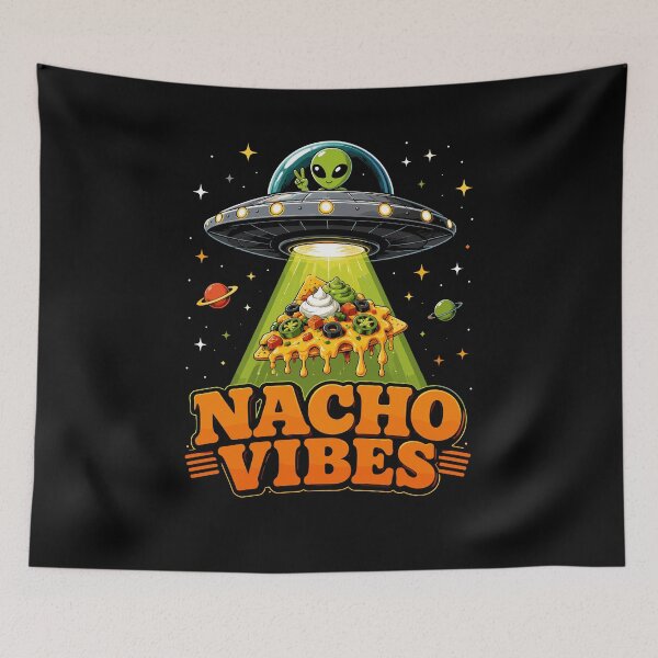 Item preview, Nacho Vibes Funny Alien UFO Food Humor designed and sold by JasKei-Designs.