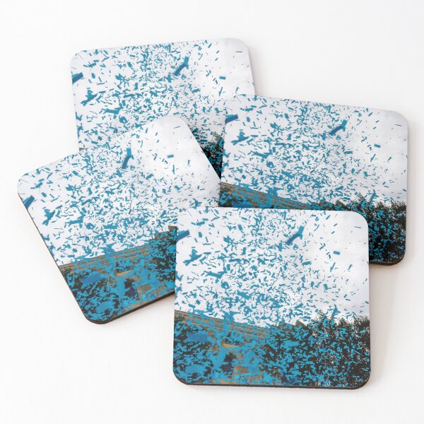 Item preview, Blue Confetti Falling Over Historic Building During Outdoor Celebration and Festival designed and sold by Nmallia.