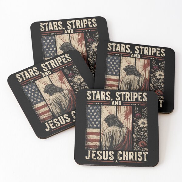 Item preview, Stars Stripes and Jesus Christ Funny Patriotic Christian designed and sold by OlakunleOloroz.