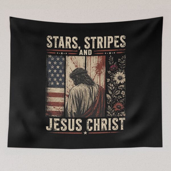 Item preview, Stars Stripes and Jesus Christ Funny Patriotic Christian designed and sold by OlakunleOloroz.
