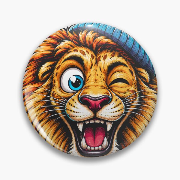 Item preview, Funny Winking Lion Wearing Winter Beanie Cartoon designed and sold by Krincydigitalart.