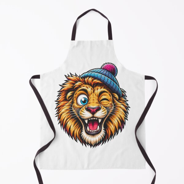 Item preview, Funny Winking Lion Wearing Winter Beanie Cartoon designed and sold by Krincydigitalart.
