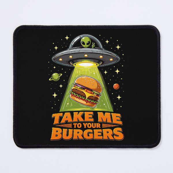 Item preview, Take Me to Your Burgers Funny Alien UFO Food Pun designed and sold by JasKei-Designs.