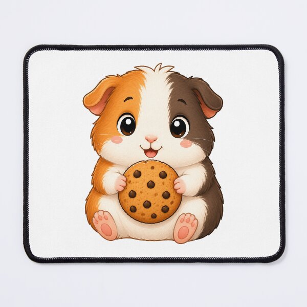 Item preview, Cute Guinea Pig Eating Chocolate Chip Cookie Illustration designed and sold by Seculinator.
