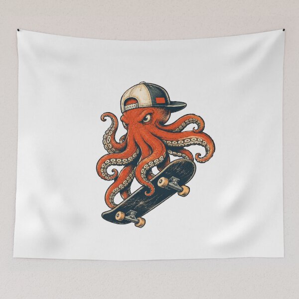 Item preview, Cool Octopus Skateboard Streetwear Vintage Skater Gift Design designed and sold by w1ckerman.