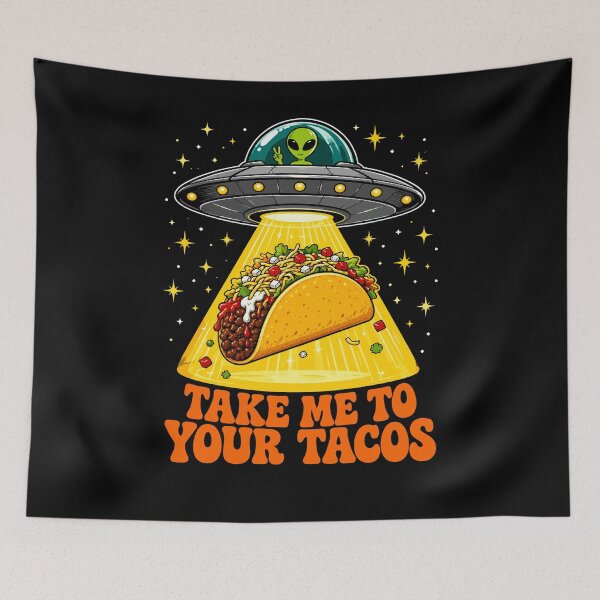 Item preview, Take Me to Your Tacos Funny Alien UFO Food Pun designed and sold by JasKei-Designs.