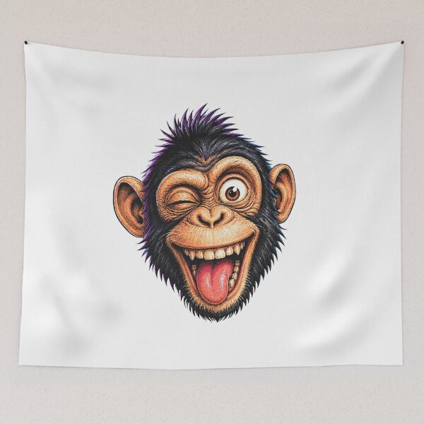 Item preview, Funny Winking Monkey Face Cartoon designed and sold by Krincydigitalart.