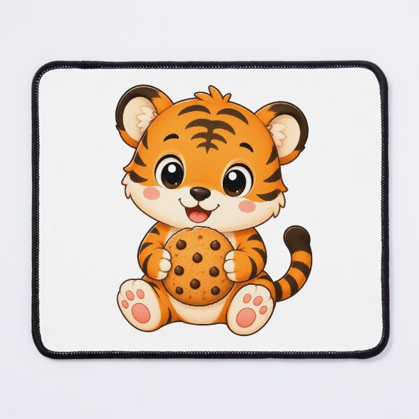 Item preview, Cute Tiger Eating Chocolate Chip Cookie Illustration designed and sold by Seculinator.