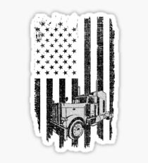 Patriotic Truck Driver American Flag Trucker T Shirt Tee Gift Sticker