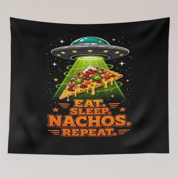Item preview, Eat Sleep Nachos Repeat Funny Alien UFO Food Humor designed and sold by JasKei-Designs.