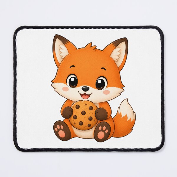 Item preview, Cute Fox Eating Chocolate Chip Cookie Illustration designed and sold by Seculinator.