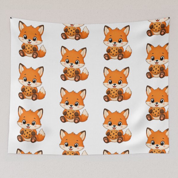 Item preview, Cute Fox Eating Chocolate Chip Cookie Illustration designed and sold by Seculinator.