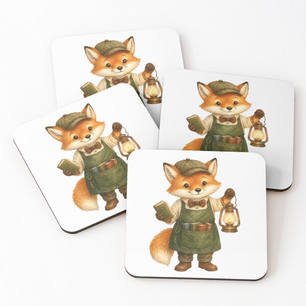 Item preview, Cute Fox Bookshop Owner Animal Jobs Print – Watercolor Fox Book Lover Art, Cozy Animal Sticker designed and sold by DonnaByPT.