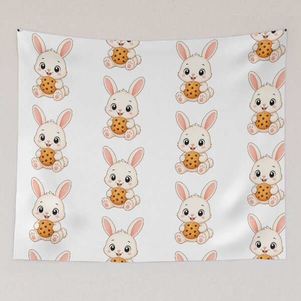 Item preview, Cute Bunny Eating Chocolate Chip Cookie Rabbit Art designed and sold by Seculinator.