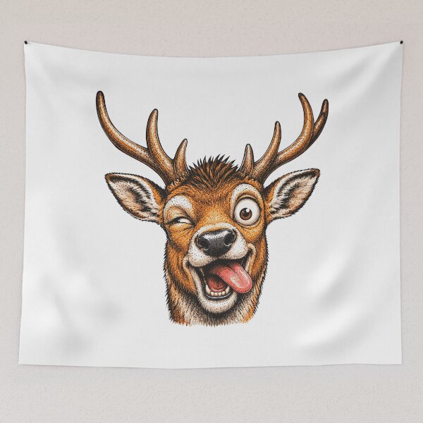 Item preview, Funny Winking Deer Cartoon designed and sold by Krincydigitalart.