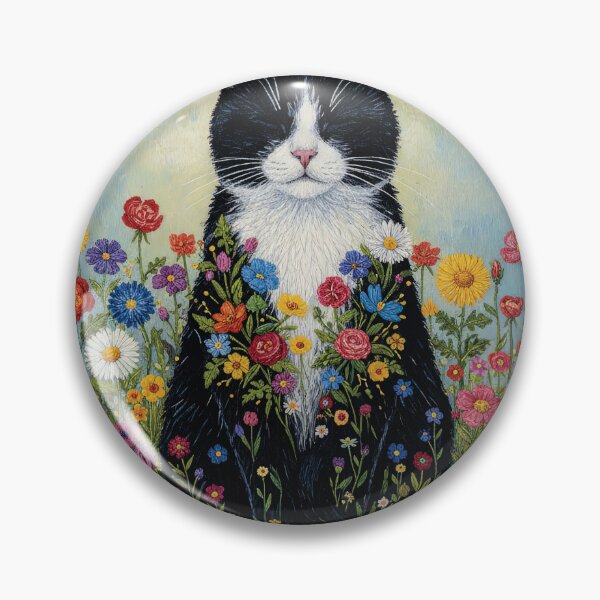 Item preview, Tuxedo Cat Floral Garden Window Painting Art designed and sold by Francis & May.