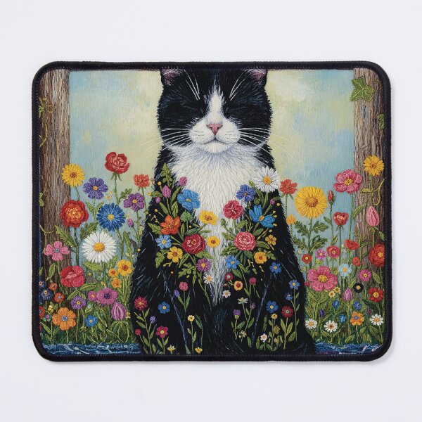 Item preview, Tuxedo Cat Floral Garden Window Painting Art designed and sold by Francis & May.