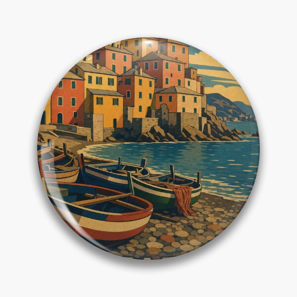 Item preview, Boccadasse Italy Travel Souvenir Retro Illustration designed and sold by VisualArtsOasis.