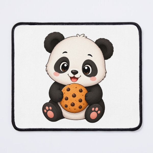 Item preview, Cute Panda Bear Eating Chocolate Chip Cookie Illustration designed and sold by Seculinator.