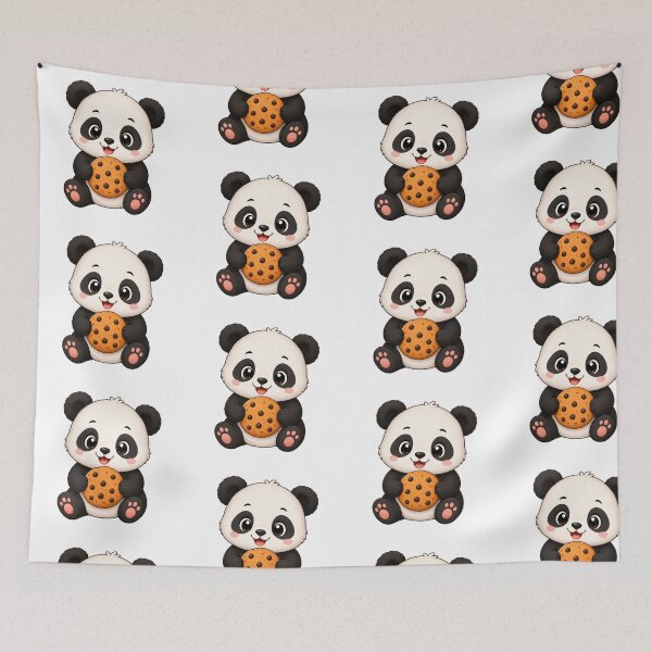 Item preview, Cute Panda Bear Eating Chocolate Chip Cookie Illustration designed and sold by Seculinator.