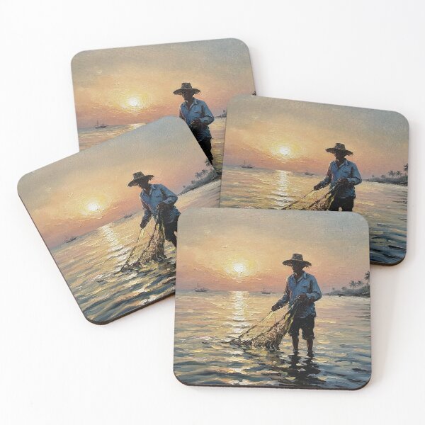 Item preview, Sunset Fisherman Tropical Beach Oil Painting Art designed and sold by Francis & May.