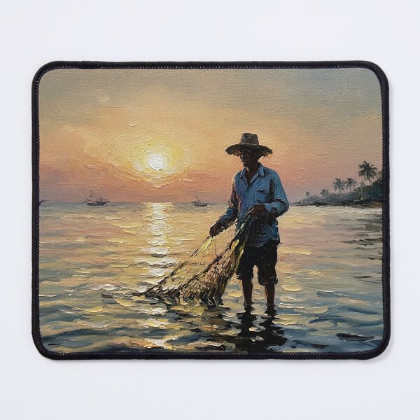 Item preview, Sunset Fisherman Tropical Beach Oil Painting Art designed and sold by Francis & May.