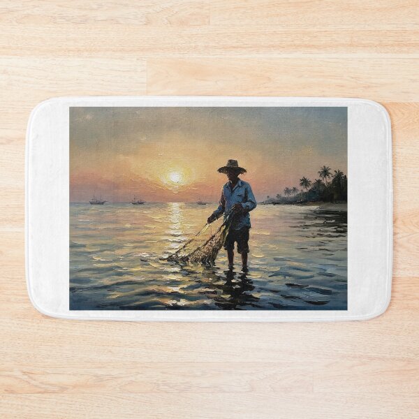 Item preview, Sunset Fisherman Tropical Beach Oil Painting Art designed and sold by Francis & May.