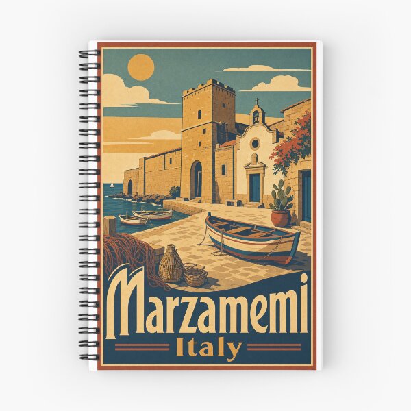 Item preview, Marzamemi Italy Travel Souvenir Retro Illustration designed and sold by VisualArtsOasis.