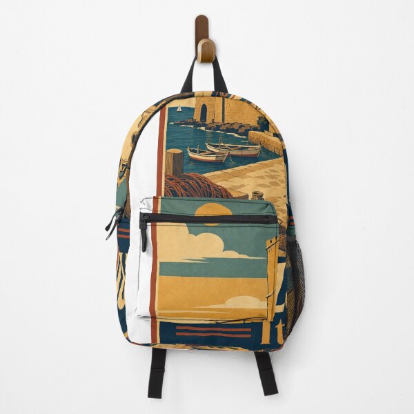 Item preview, Marzamemi Italy Travel Souvenir Retro Illustration designed and sold by VisualArtsOasis.