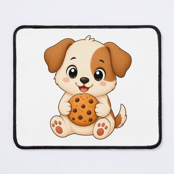 Item preview, Cute Puppy Dog Eating Chocolate Chip Cookie Illustration designed and sold by Seculinator.