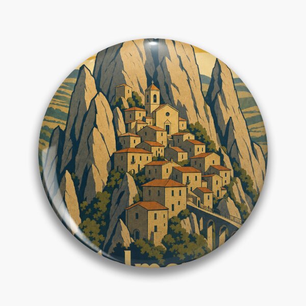 Item preview, Castelmezzano Italy Travel Souvenir Retro Illustration designed and sold by VisualArtsOasis.