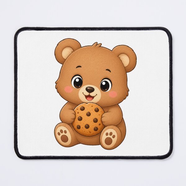 Item preview, Cute Teddy Bear Eating Chocolate Chip Cookie Illustration designed and sold by Seculinator.