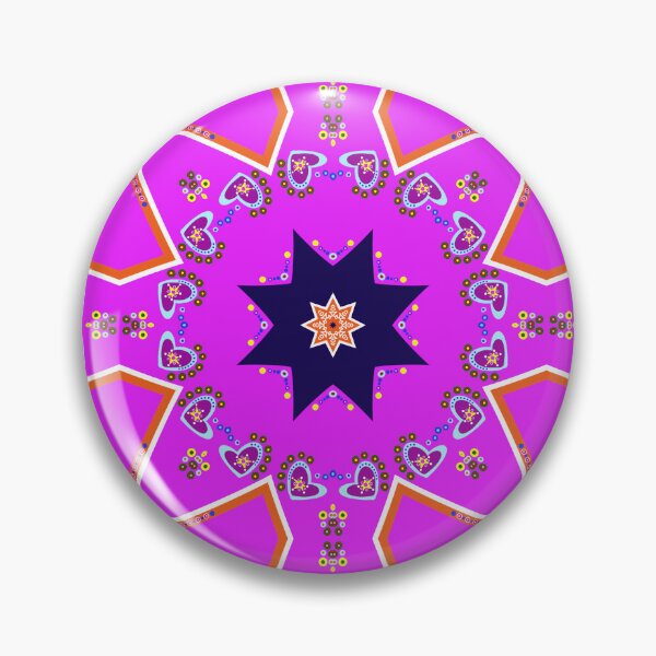 Item preview, Vibrant Magenta and Navy Starburst Geometric Mandala Pattern designed and sold by Tinsleybluebell.